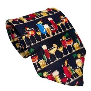 Vintage Alynn Neckwear Happy Hour Mens Tie Silk Multicolor Novelty 57x3.5” USA